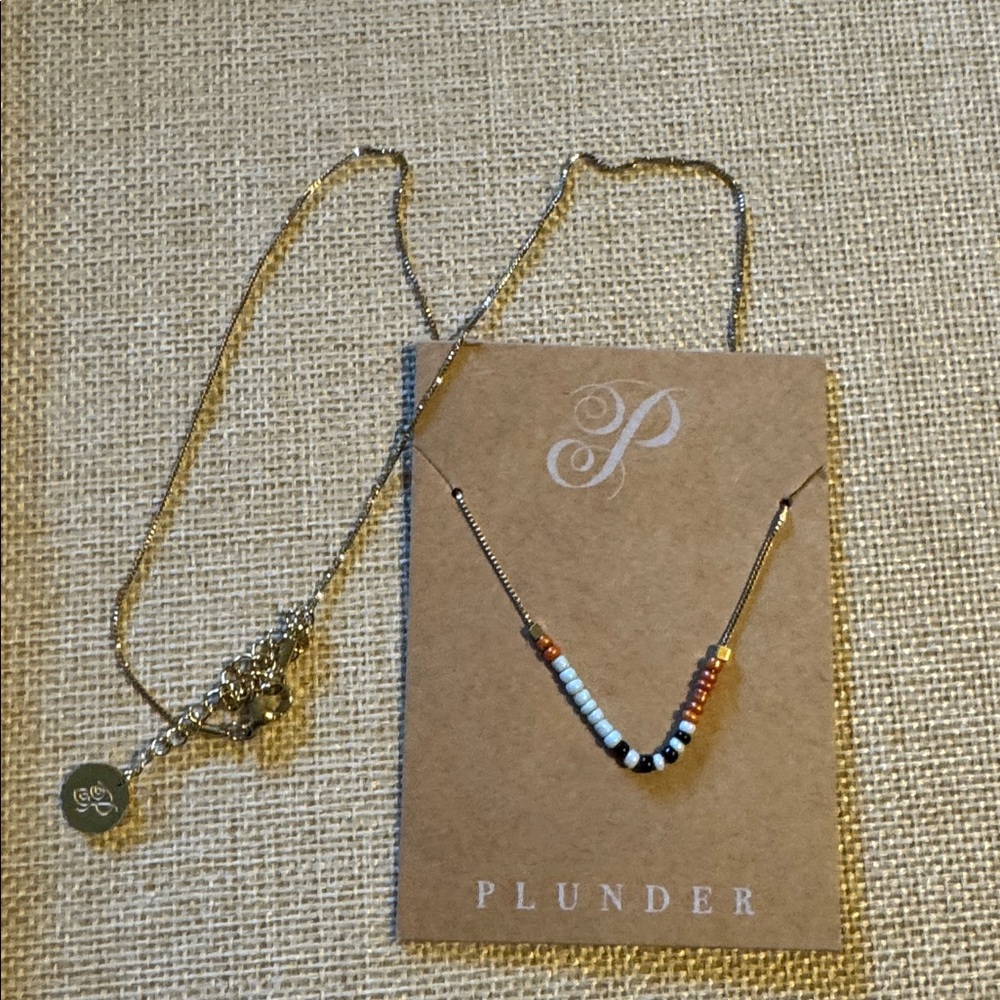 Plunder Multicolor Beaded Necklace with Gold Chain